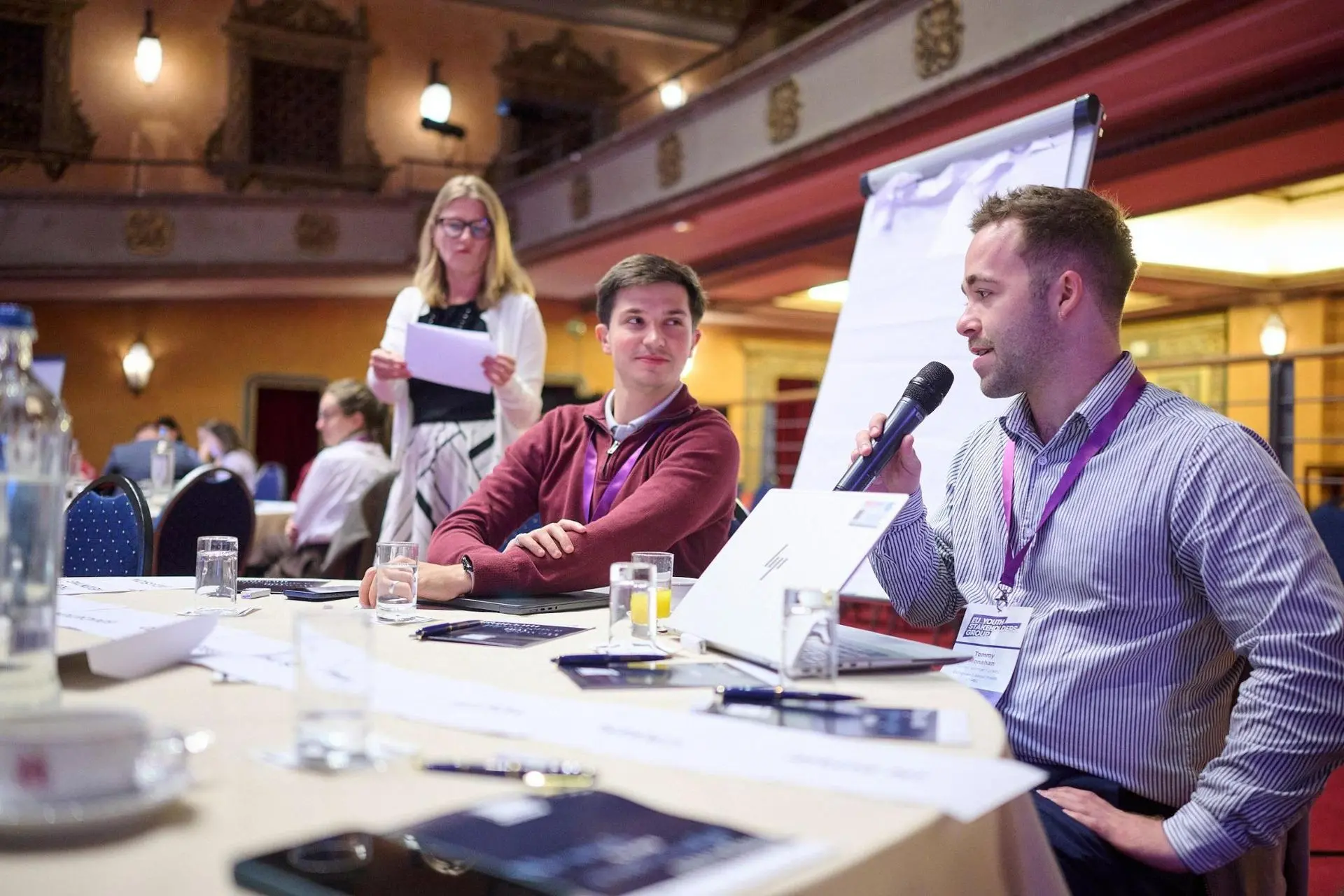 Tommy speaking at an EU Youth Stakeholders Group meeting